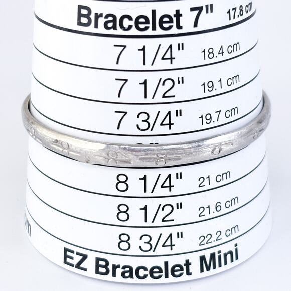 Vintage Sterling Silver Textured Bangle Bracelet 8" - Picture 5 of 7